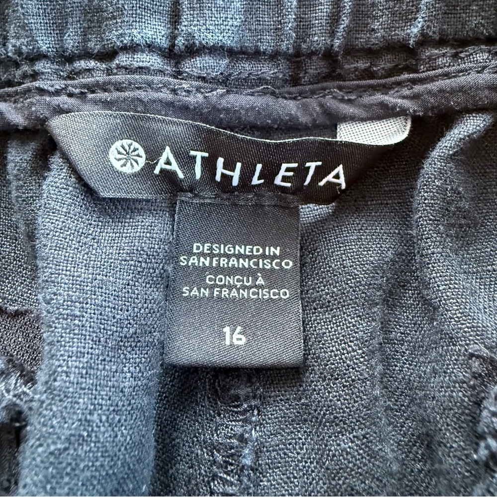 Athleta Women’s 100% Linen Black Casual Jogger Pants, size 16 - Picture 3 of 10